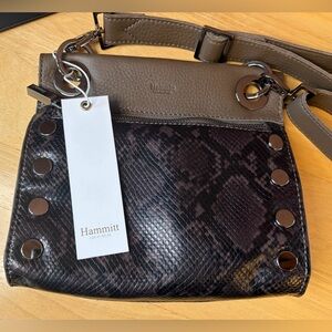 NWT Hammitt Tony Small Crossbody | Black Snakeskin Embossed Leather